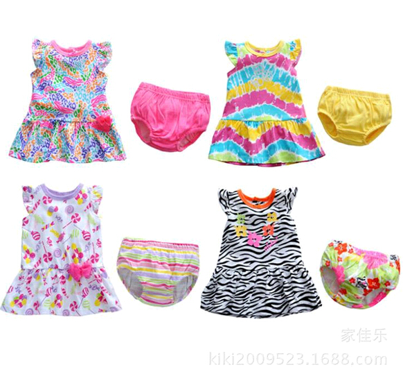 Wholesale cheap baby girl dress with shorts, child girl dress with shorts