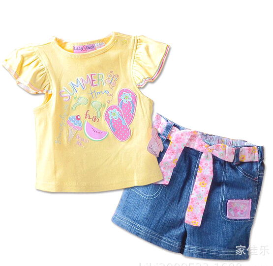 Wholesale baby girl shirt and short denim trousers