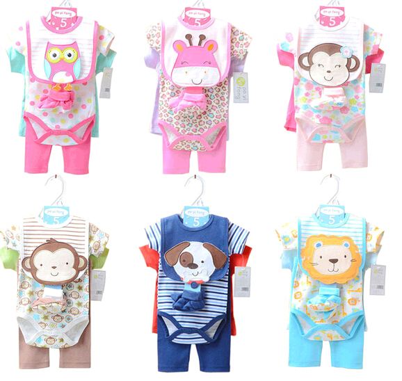 Promotional cheap custom printing cotton baby romper with bib, baby body suits with bib