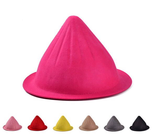 Hot sale pointed sharp wool felt woman hat and caps
