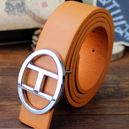 Leisure outdoor brown color pu man belts with pin buckle