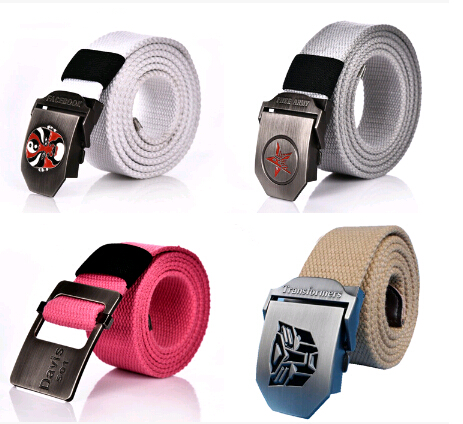 Wholesale canvas woven belts with Facial Masks metal buckle for casual pants