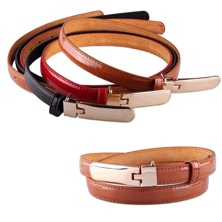 Fashion genuine leather woman thin belts for dress with metal buckle/mm-wholesale.com