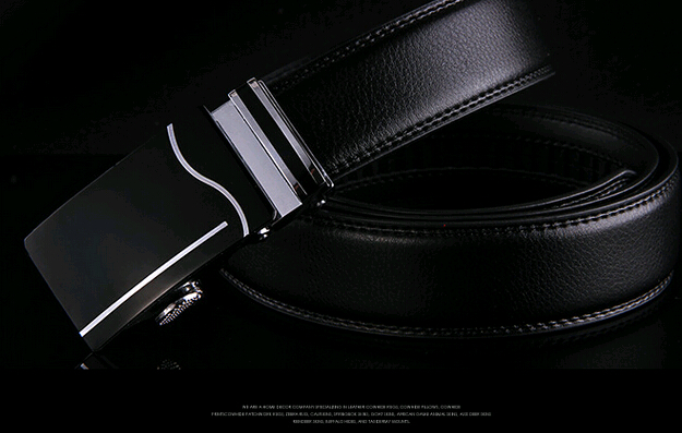 Wholesale black color genuine leather man belts with automatic buckle