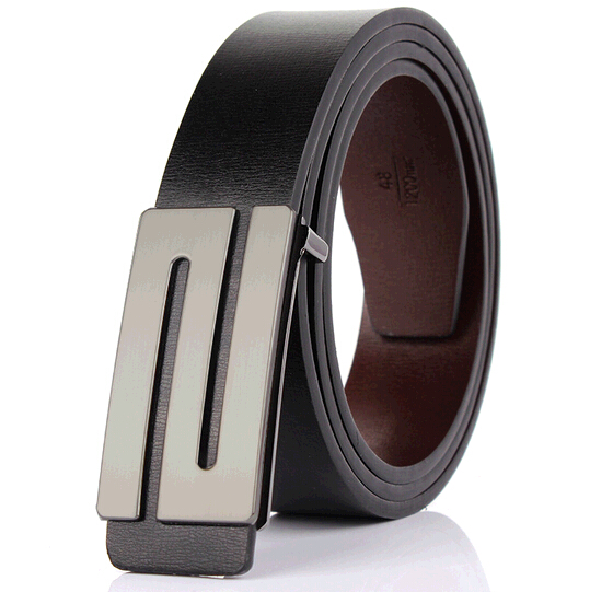 Wholesale genuine leather man belts with smooth buckle