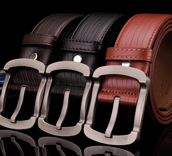 High quality cow leather man belts with pin buckle