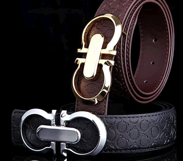 Wholesale high quality genuine leather stamping design man belts with 8 buckle