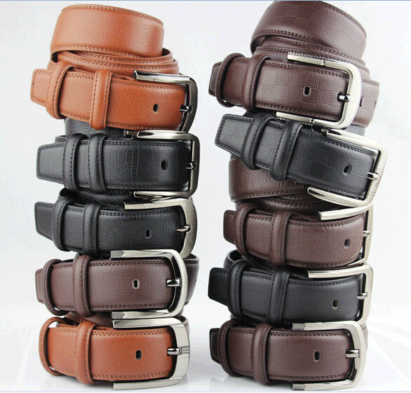 Goog quality business man leather knurling belts with pin buckle