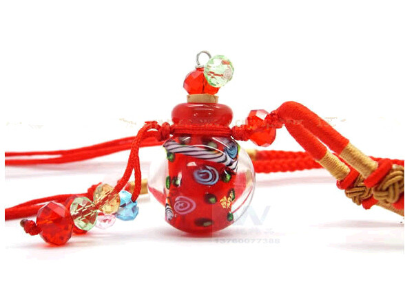 Wholesale red color murano glass essential oil diffuser necklace