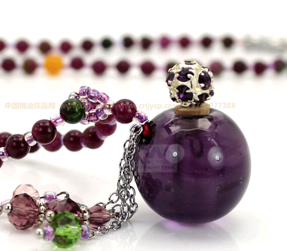 Wholesale purple color essential oil diffuser bottle necklace