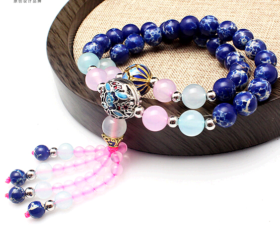 Fashional two circle blue color regalite bracelet for woman