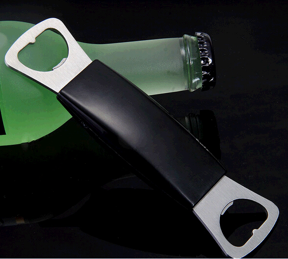 Wholesale two sides arc shape bottle opener with plastic handle