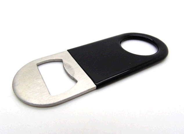 Wholesale two sides function flat stainless steel bottle opener with plastic cover