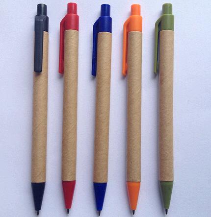 Promotional cheap eco friendly paper recycle ballpoint pen with plastic cap