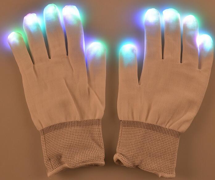 Wholesale promtional cotton material white color led glove for cheer