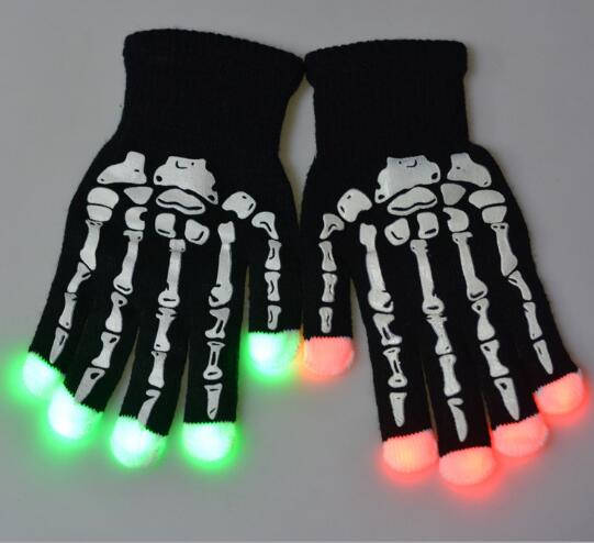 Wholesale promtional cotton material black color led glove for cheer