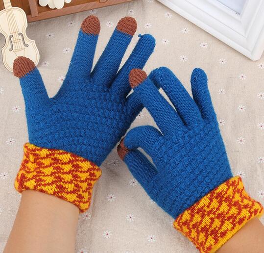 Wholesale custom logo and color knitted touch screen gloves