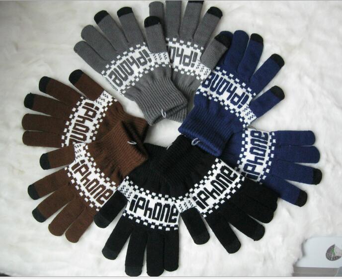 Wholesale custom logo knitted touch screen glove for ipad or iphone