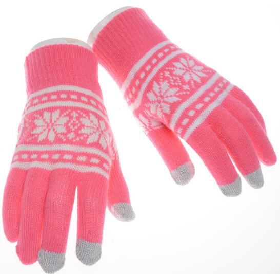 Wholesale custom logo stripe knitted touch screen warm glove for ipad or iphone