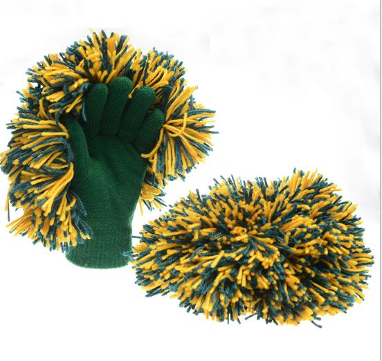 Promotional Cheerleader Pom-Pom Fingertips Fun Knitted Cheering Gloves