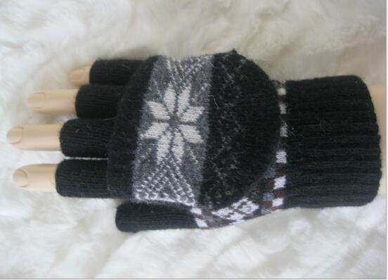 Wholesale jacquard weave half finger glove with lid cover