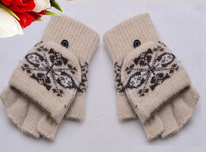 Wholesale jacquard weave half finger glove with lid cover for man