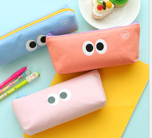 Wholesale good quality printing eye canvas material pencil case
