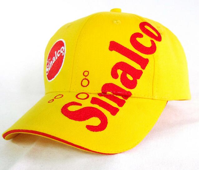 Wholeale yellow color custom logo with sandwish rim brushed cotton cap