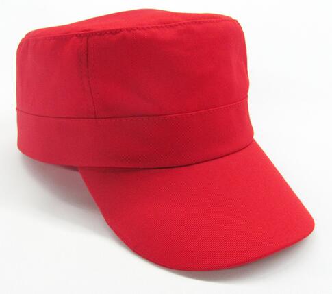 Wholesale customized logo red color flat cotton cap