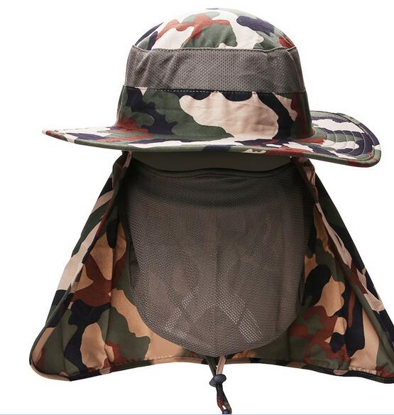Good quality Anti-sun fisherman fishing Camouflage hat with cover neck