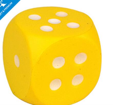 Wholesale yellow color dice cube shape pu stress ball