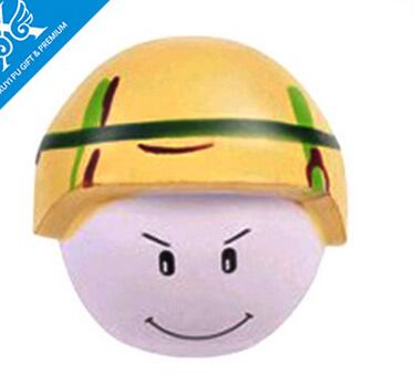 Wear helmet smile shape pu stress ball