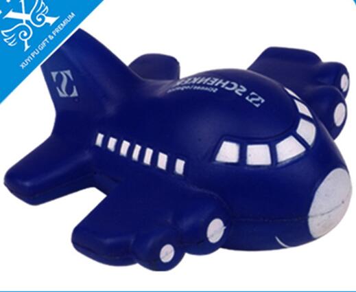 Wholesale blue airplane shape pu stress ball