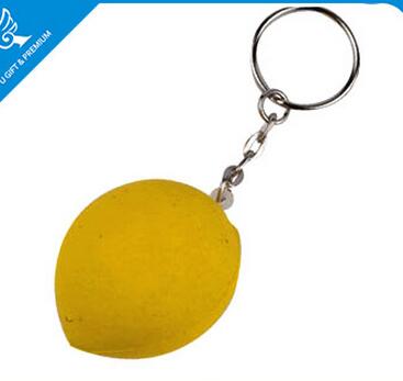 Wholeale lemon shape pu stress ball keychain