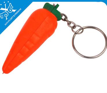 Wholeale carrot shape pu stress ball keychain