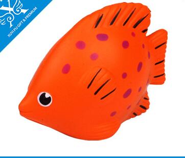 Wholeale orange color tropical fish shape pu stress ball