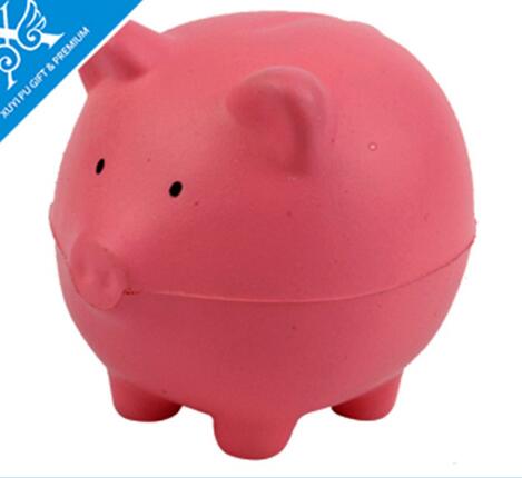 Wholesale pink color cute pig shape pu stress ball