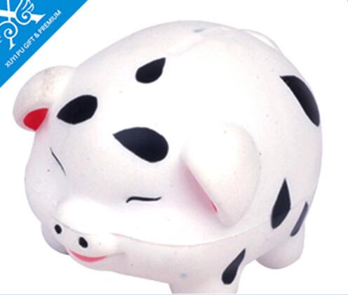 Wholesale white color with dot pig shape pu stress ball