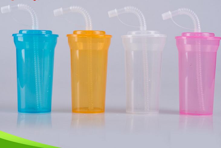 Wholesale 450ml pp straw cup, cup with straw