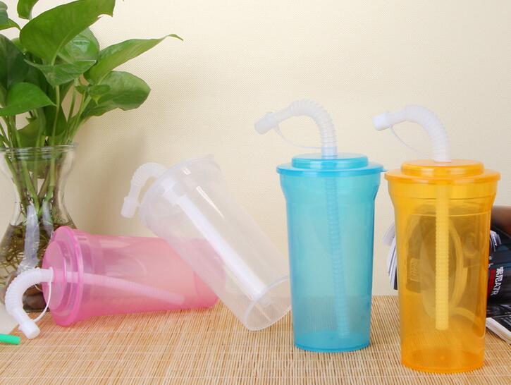 Wholesale 450ml straw pp cup with straw