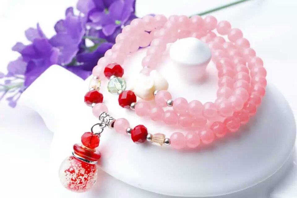 Wholesale 3 circle essencial oil diffuser pink color bracelet