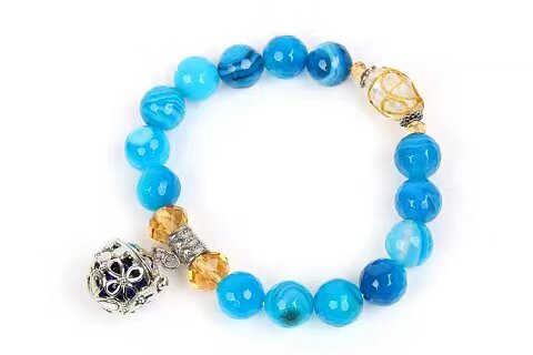 Wholesale colorful bead with essencial oil metal pendant bracelet