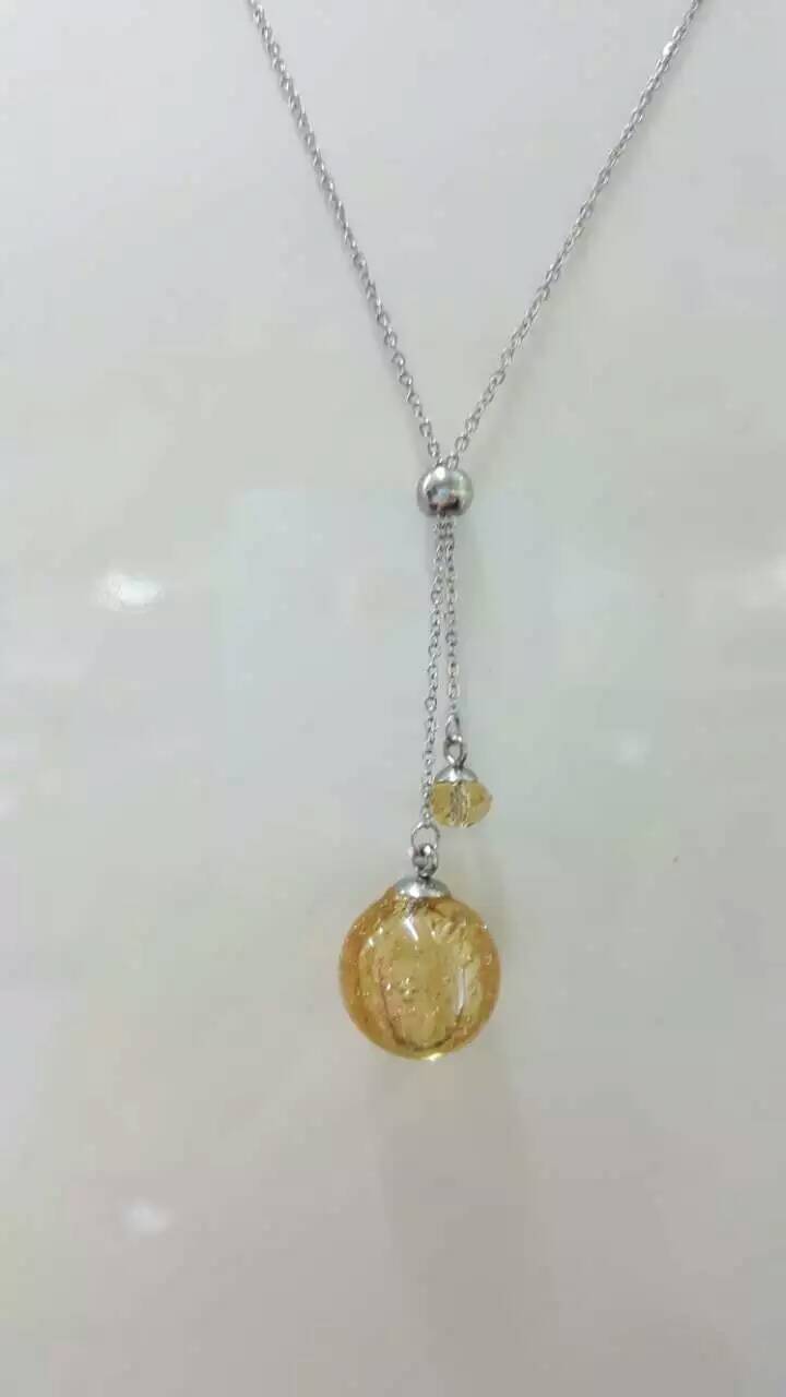 Wholesale yellow color bottle essencial oil diffuser necklace