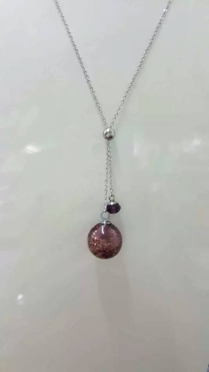 Wholesale purple color bottle essencial oil diffuser necklace