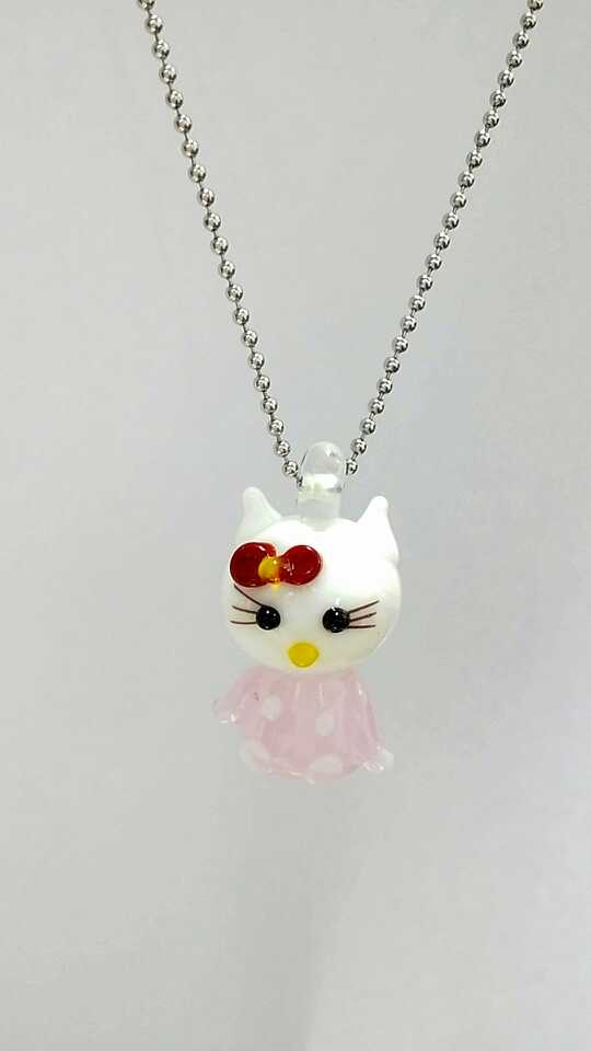 Wholesale cermaic pink cat shape essencial oil diffuser necklace