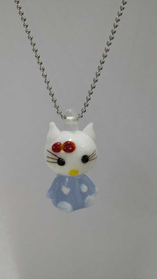 Wholesale ceramic light blue cat shape essencial oil diffuser necklace
