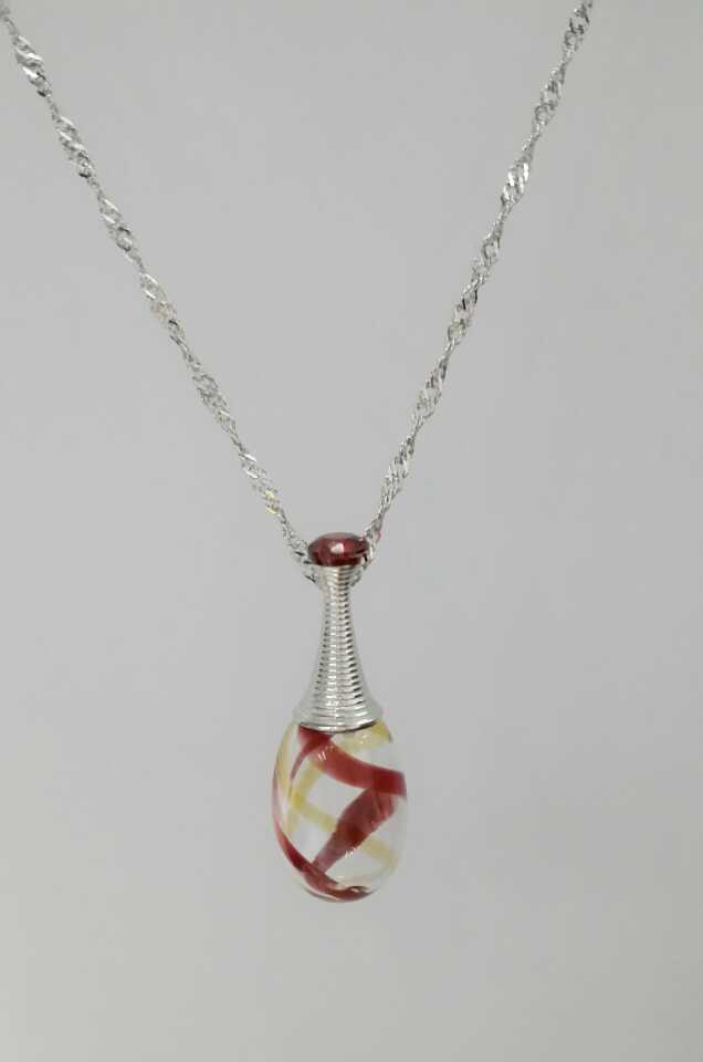 Wholesale red stripe color bottle shape essencial oil necklace