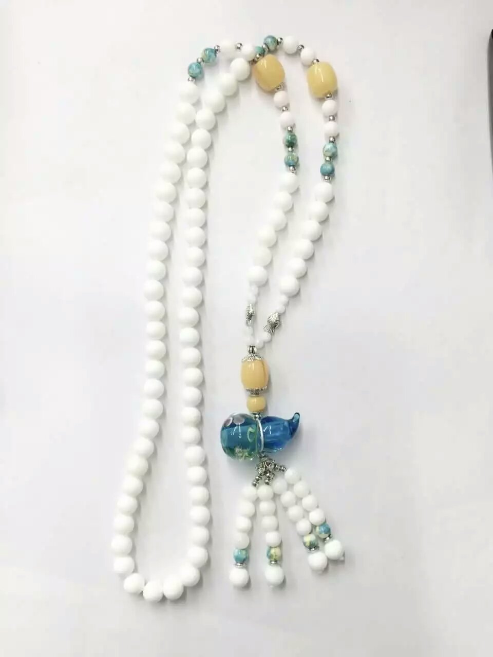 Wholesale white color bead essencial oil calabash bottle necklace