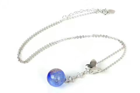 Wholesale with butterfly pendant blue color essencial oil diffuser necklace