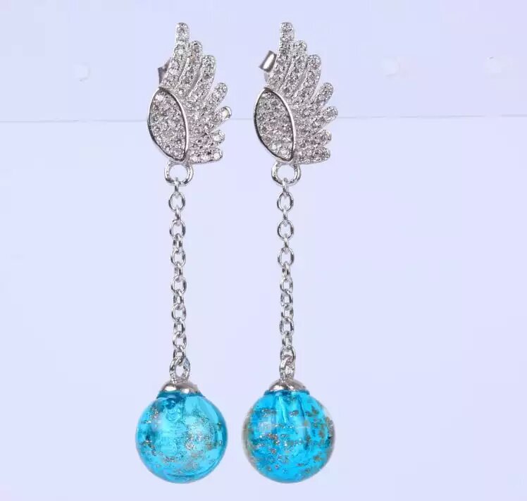 Wholesale promotional new style zircon blue color essencial oil earring